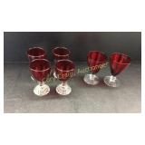 Set of Four Ruby Red glasses and Set of Two