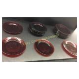 Sets of Ruby Red plates 9 1/8 inch, 8 inch and 7