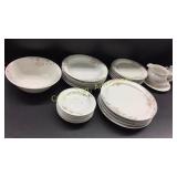 Thirty Four Dish set pink and gray floral design