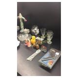 Glassware, salt pepper shakers, hot glue gun,