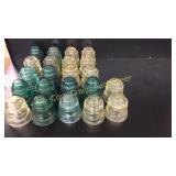 22 Glass Insulators Blue And Clear