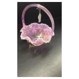 Pink Iridescent Fenton Basket