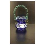 Fenton Cobalt W/ Spruce Green Crest Signed