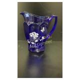 Fenton Cobalt Hand Painted Pitcher