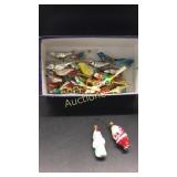 Vintage metal birds clip on Christmas trees, Two