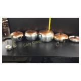 Pots and Pans with Lids and Two small vases