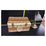 Whicker Basket And Small Lamp
