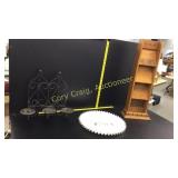 Wall hanging Candle holder, White glass sandwich