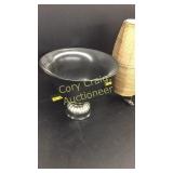 Large Black Bowl and Two Small Table Lamps