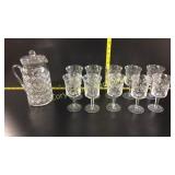 Venetiav Crystal Pitcher & 10 Goblets