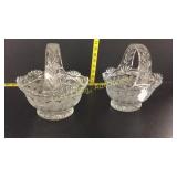 Two lead crystal baskets with roses and leaves