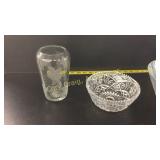 One Crystal glass bowl, Two glass bowls snd Vase