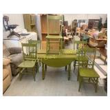 Retro Green Drop Leaf Table 5 Chairs