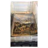 Plastic totes full of Airplane books, magazines