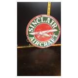 Porcelain enamel Sinclair Aircraft 11 in dia