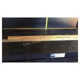 Two wood yard sticks and Metal Ruler