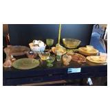 Assorted glass, Green and pink depression needs