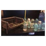 Basket with Economic Jar, Ball Jars, Mason Jars