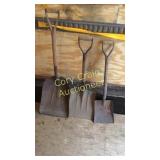 Three square shovels