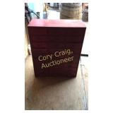 Metal cabinet with 27 drawers and misc hardware