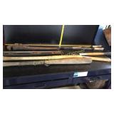 Vice grips, level, Pruners and baseball bats