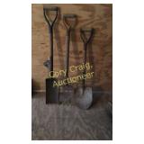 Spade, potato fork and shovel