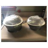 (2) pieces of Guardian Ware Service w/ glass lids