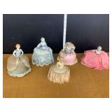 Porcelain Half Doll Pin Cushion Collection - Lot of 5