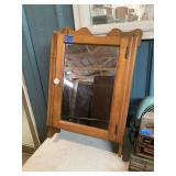 Wooden Wall Cabinet with Mirror and Towel Bar