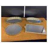 Assorted Decorative Mirrored Trays - Lot of Four