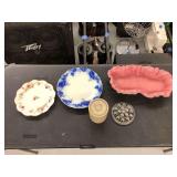 Assorted Tableware Including Plates, Planter, Flower Frog, and Creamer