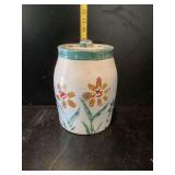 Stoneware Lidded Jar with Floral Decoration