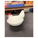 Milk Glass Hen on Nest Covered Dish