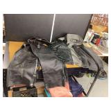 Harley Davidson hooded jacket size Medium & Leather Chaps size Large