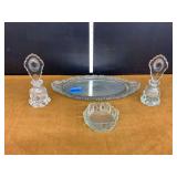 Clear Glass Vanity Set with Tray, Bowl, and Perfume Bottles