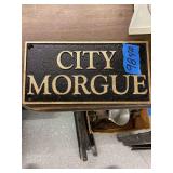 City Morgue Cast Iron Sign