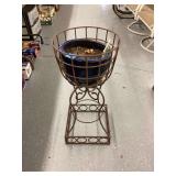 Metal Flower Pot Holder with Ceramic Pot