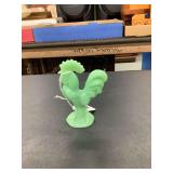 Green Glass Rooster Figurine
