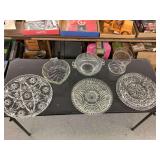 Pressed Glass Assortment Including Bowls and Divided Serving Dishes