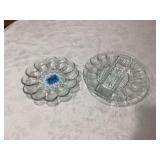 Two Assorted Pattern Glass Deviled Egg Dishes