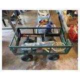 Utility Garden Cart with Badminton Rackets and Air Pump