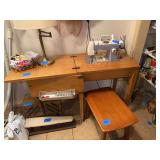 Sears Kenmore Model 52 Sewing Machine with Cabinet and Bench