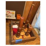 Shut the Box Wooden Dice Game with Turned Wood Pieces
