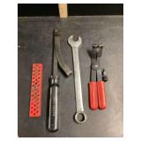 Assorted Hand Tool Set Including Matco FT13, Mac 15/16 Wrench, and Bit Organizer