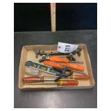 Assorted Hand Tool Collection with Level and Clamps