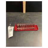 SAE Socket Set with Red Plastic Organizer Tray 1/4” Dr