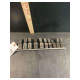 Snap-on Universal Joint Socket Set 1/2” Dr. on Metal Rail