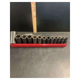 Matco Tools Deep Well Impact Socket Set with Red Metal Tray 1/2” Dr.