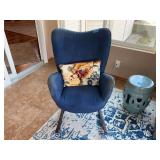 Upholstered Rocking Chair with Floral Pillow