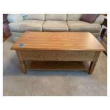 Wood Construction Coffee Table with Bottom Shelf